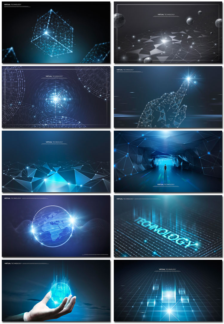 藍色科技信息技術(shù)互聯(lián)網(wǎng)格三維立體空間背景海報PSD模板設(shè)計素材