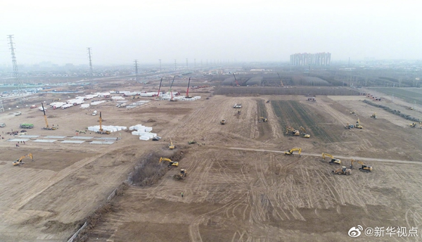 石家莊集中隔離點土地平整完畢 建筑工程用機械的高效助力